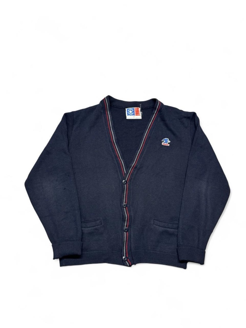 VTG 70s 80s San Francisco knitting mills USPS mail cardigan sweater L Mens blue